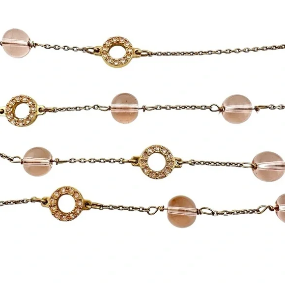 J Crew Necklace in Pink with Rhinestones and Gold Tone Setting and Chain - Picture 4 of 6